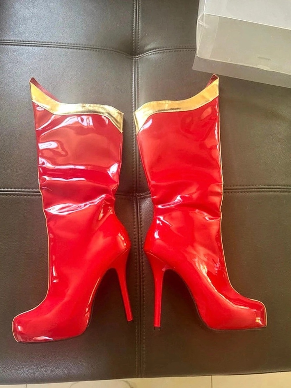 Red Over-the-Knee Heeled Boots